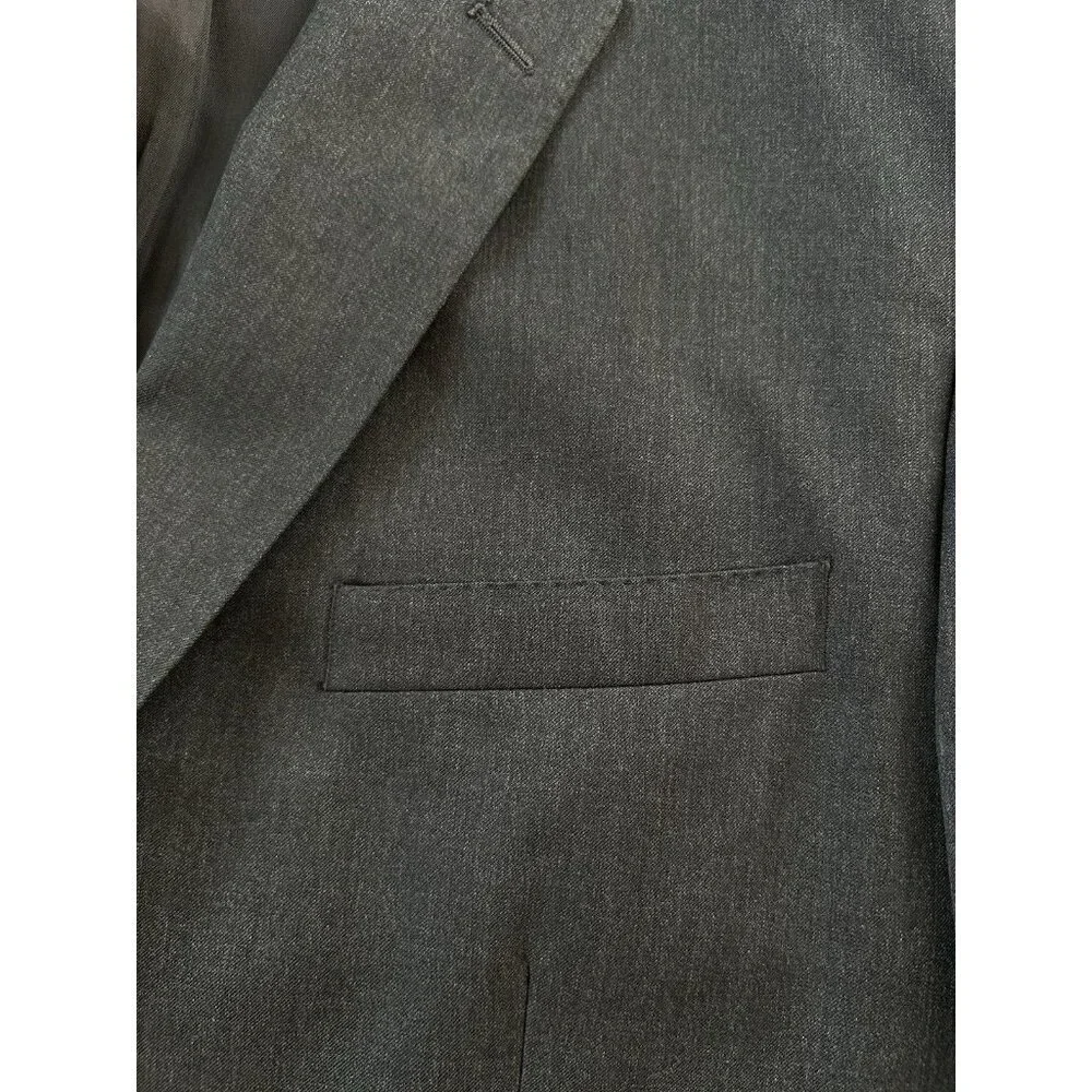Joseph Feiss Gold Men's Wool Blazer Size 48R Sport Coat Solid Dark Gray Pattern